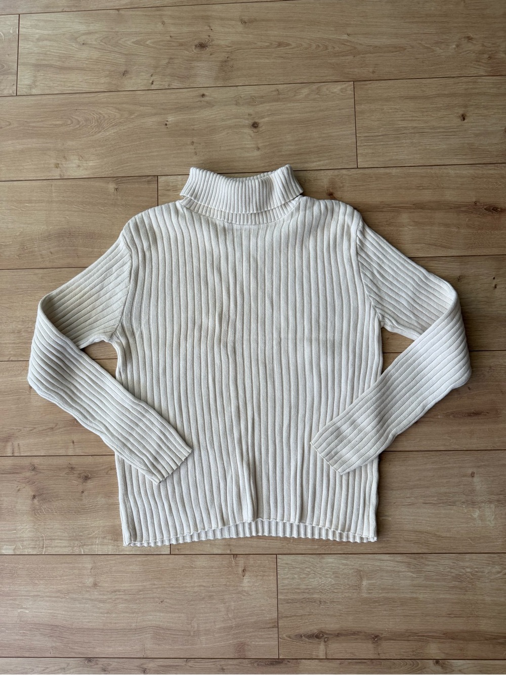 Vintage Pierre Cardin Ivory Ribbed Turtleneck Sweater Medium 100% Cotton USA